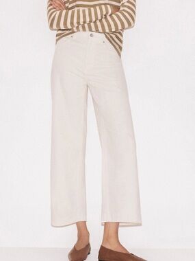 Jigsaw Tyne Wide Leg Cropped Jean in Ecru Waist 30